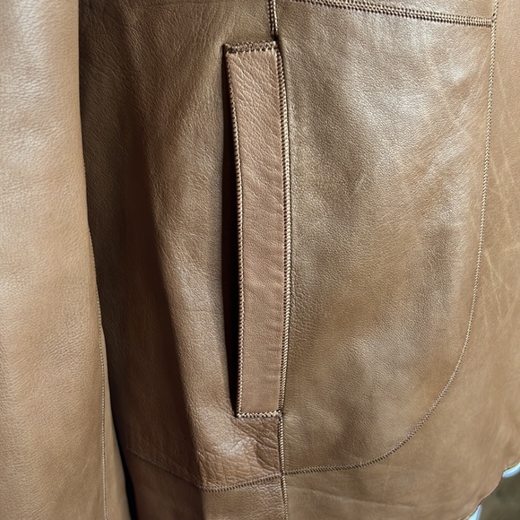 Cole Haan Brown Leather Jacket Sz 12 - Picture 4 of 12